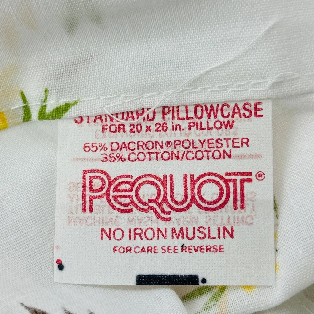 Vintage Pequot Floral Daisy 2 Standard Pillowcase Set Yellow White Spring Mills